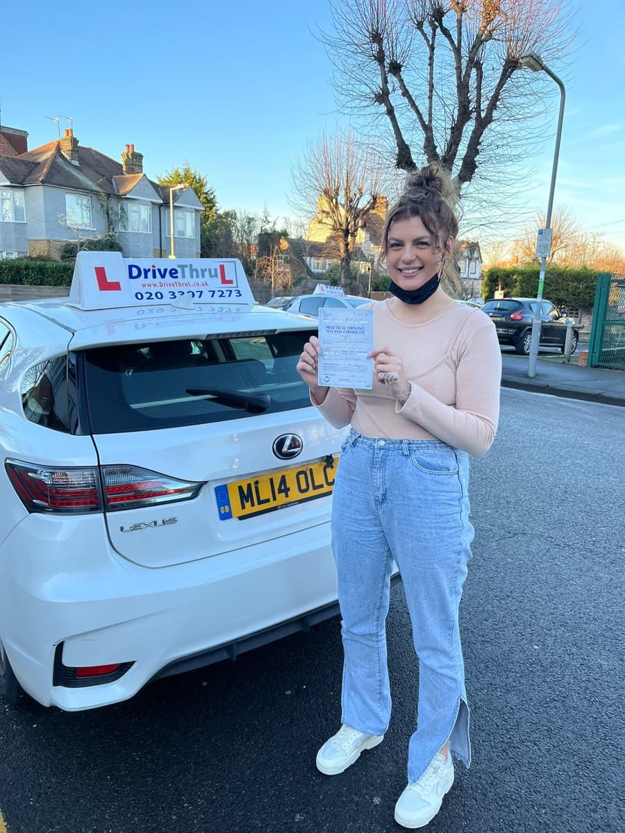 Student celebrates driving test pass with DriveThruL